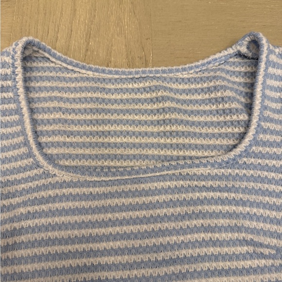 White and Blue Ribbed Coastal Top - Picture 2 of 5